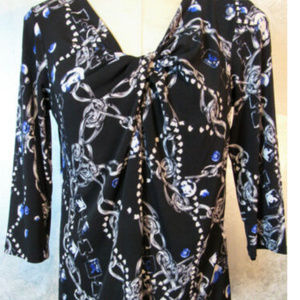 KASPER S W/3/4 SLEEVE RELAXED TOP & TWIST NECK